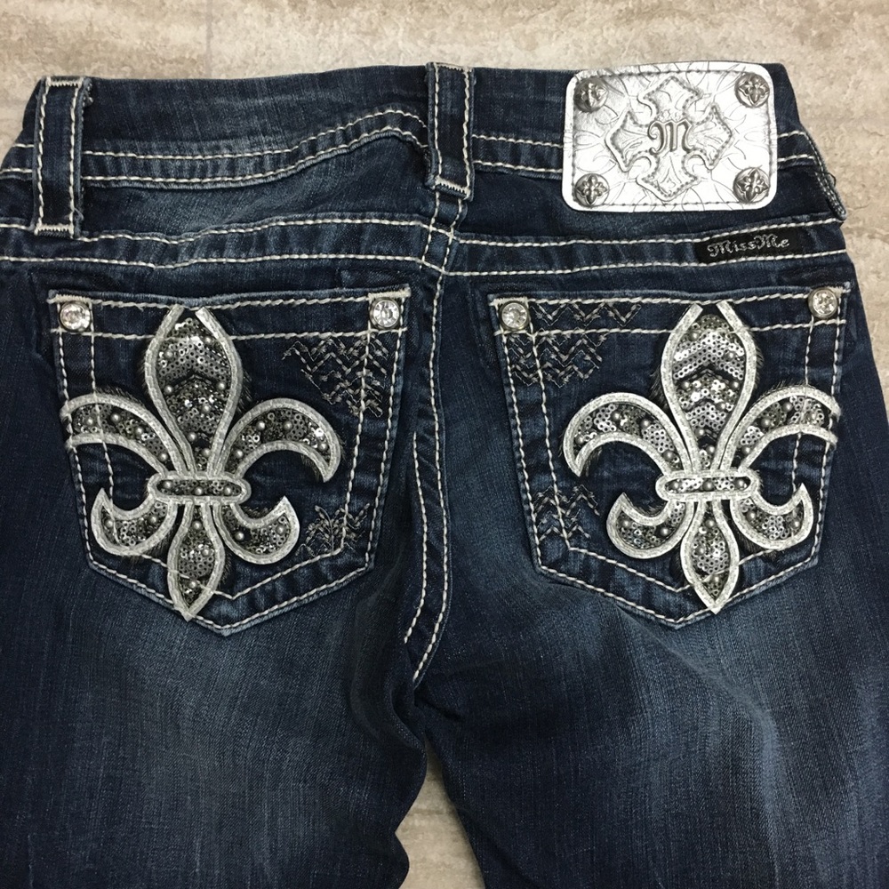 Miss Me Jeans Fluer de Lis Boot Cut Size 24 - Picture 4 of 4